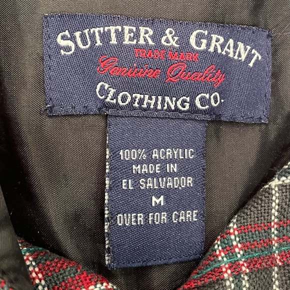 Sutter and Grant Genuine Quality Clothing Co. Flannel Shirt, Size M, Plaid - Picture 2 of 6